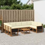 vidaXL Ensemble de canapés d'extérieur 10 Pièces Naturel et Crème