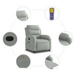 vidaXL Fauteuil de massage inclinable gris clair velours