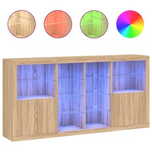 vidaXL Buffet avec lumières LED chêne sonoma 202x37x100 cm