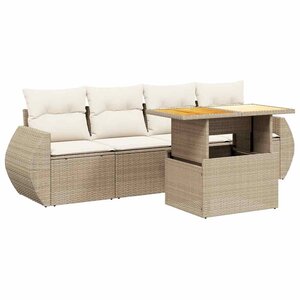 vidaXL Salon de jardin avec coussins 5 Pièces beige résine tressée