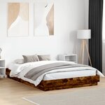 vidaXL Cadre de lit avec LED sans matelas chêne fumé 160x200 cm