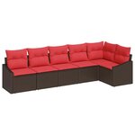 vidaXL Ensemble de Canapés avec coussin 6 Pièces Marron polyrotin