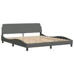 vidaXL Cadre de lit avec lumières LED gris foncé 180x200 cm tissu