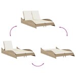 vidaXL Chaise longue avec coussins beige 114x205x73 cm résine tressée