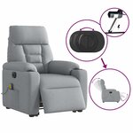 vidaXL Fauteuil inclinable de massage électrique Gris clair Tissu