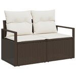 Set de canapés de jardin 9 pièces vidaXL avec coussins en poly rattan marron