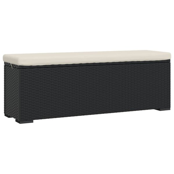 vidaXL Banc pouf avec coussin noir 110x30x40 cm résine tressée