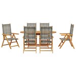 vidaXL Ensemble de salle à manger pour jardin 7 Pièces Gris