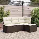 vidaXL Tabouret de jardin avec coussin brun 55x55x37 cm résine tressée