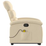 vidaXL Fauteuil inclinable de massage Crème Tissu