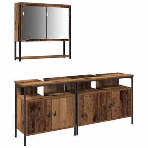 vidaXL Ensemble de mobilier de salle de bain avec étagère 3 Pièces Marron