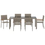 Ensemble de salle à manger de jardin 7 pièces vidaXL en poly rattan gris