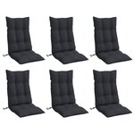 vidaXL Coussins de chaise à dossier haut lot de 6 noir tissu oxford