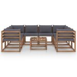vidaXL Salon de jardin 9 Pièces avec coussins anthracite