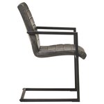 vidaXL Chaises à manger cantilever lot de 4 gris cuir véritable