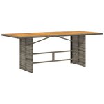 vidaXL Table de jardin et dessus en bois d'acacia gris résine tressée