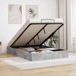 vidaXL Cadre de lit ottoman Gris béton 135 x 190 cm Bois d'ingénierie