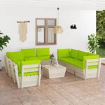 vidaXL Salon de jardin palette 9 Pièces avec coussins bois d'épicéa