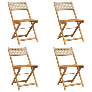 vidaXL Chaises de jardin pliantes lot de 4 beige rotin et bois massif