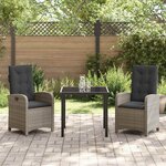 vidaXL Ensemble de salle à manger pour jardin 3 Pièces Gris polyrotin