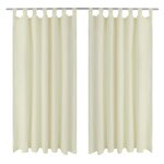 2 Pièces Rideau à Passant Micro Satin Crème 140 x 175 cm