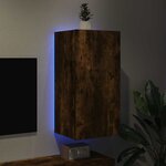 vidaXL Meuble TV mural avec lumières LED chêne fumé 40 5x35x80 cm