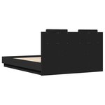 vidaXL Cadre de lit avec tête de lit noir 135x190 cm bois d'ingénierie