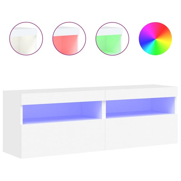vidaXL Meubles TV muraux avec lumières LED 2 Pièces blanc 60x30x40 cm