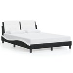 vidaXL Cadre de lit avec LED sans matelas Zadar noir et blanc 140x190 cm