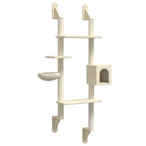 vidaXL Arbre à chat mural avec griffoir crème 180 cm