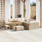 vidaXL Ensemble de canapé de jardin 13 Pièces Beige Poly rotin