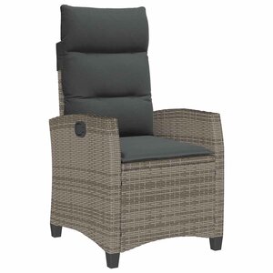 vidaXL Chaise de jardin inclinable avec table d'appoint gris polyrotin