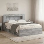 vidaXL Cadre de lit avec rangement Sonoma gris 140 x 200 cm