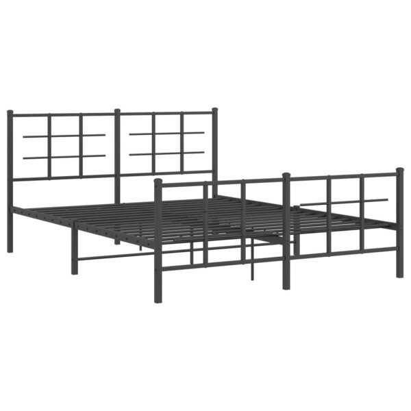 vidaXL Cadre de lit métal avec tête de lit/pied de lit noir 150x200 cm