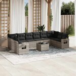 vidaXL Salon de jardin 11 Pièces avec coussins gris clair résine tressée