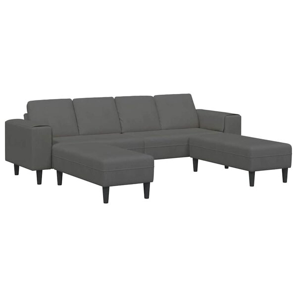 vidaXL Sofa en tissu avec coussin Gris foncé Tissu en velours côtelé