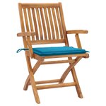 vidaXL Chaises de jardin 2 Pièces avec coussins bleu Bois de teck massif