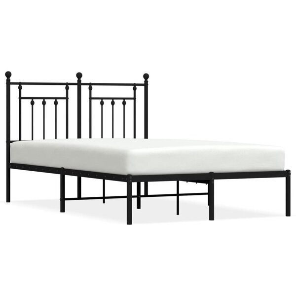 vidaXL Cadre de lit métal sans matelas avec tête de lit noir 120x190cm