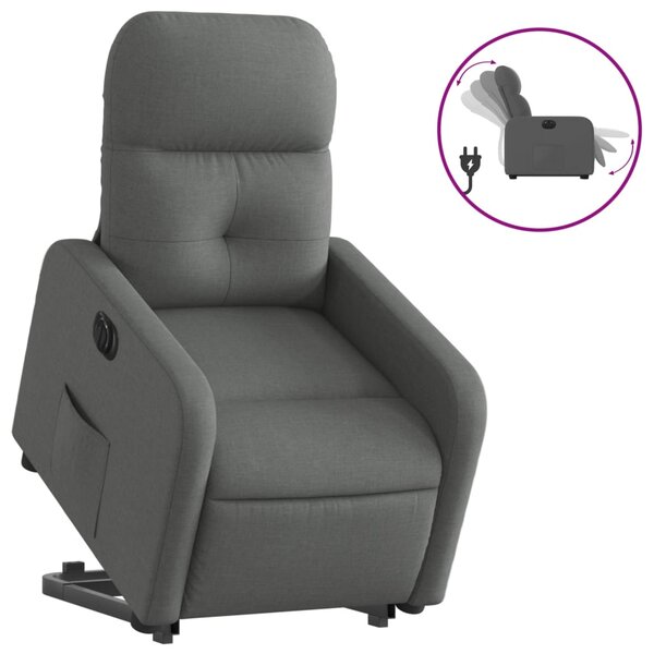 vidaXL Fauteuil inclinable électrique gris foncé tissu
