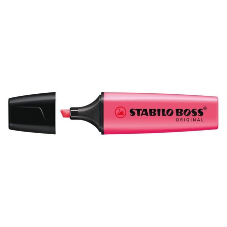 Surligneur boss original rechargeable pointe biseautée 2-5 mm rose x 10 stabilo