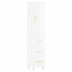 vidaXL Buffet haut Blanc brillant 34 5x34x180 cm Bois d'ingénierie