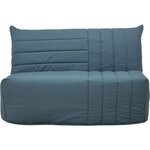 Banquette BZ 2 places BECCI - Tissu bleu de prusse - Matelas Bultex - 142 x 101 x 95 cm