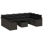 vidaXL Ensemble de canapé de jardin Noir polyrotin