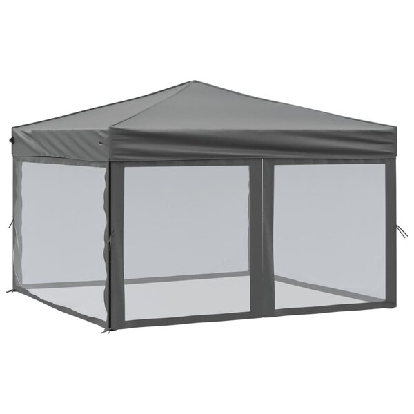 vidaXL Tente de réception pliable avec parois Anthracite 3x3 m