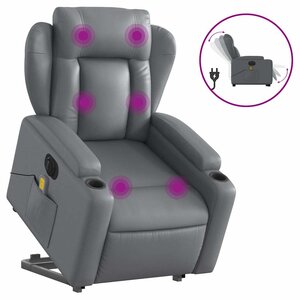 vidaXL Fauteuil inclinable de massage électrique gris similicuir