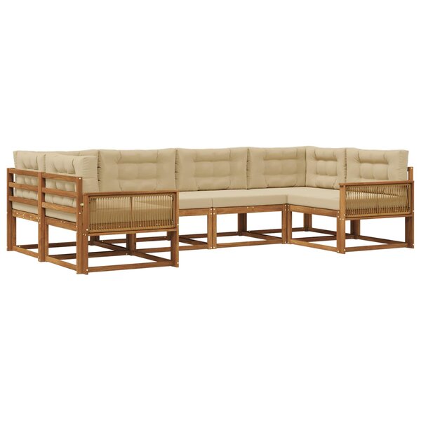 vidaXL Ensemble de canapés d'extérieur 6 Pièces Naturel et Beige