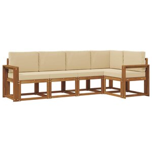 vidaXL Ensemble de canapés d'extérieur 5 Pièces Naturel et Beige