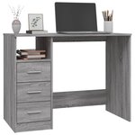vidaXL Bureau avec tiroirs Sonoma gris 102x50x76 cm Bois d'ingénierie
