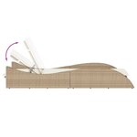 vidaXL Chaise longue avec coussin beige 60x205x73 cm résine tressée