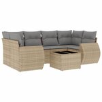 vidaXL Salon de jardin avec coussins 7 Pièces beige résine tressée